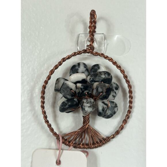 Handmade Copper and Serpentine Crystal Tree of life 3.5x2” Wall Decor - Picture 1 of 5